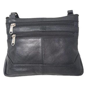 Genuine Lambskin Leather Women's Shoulder Bag Black #7085